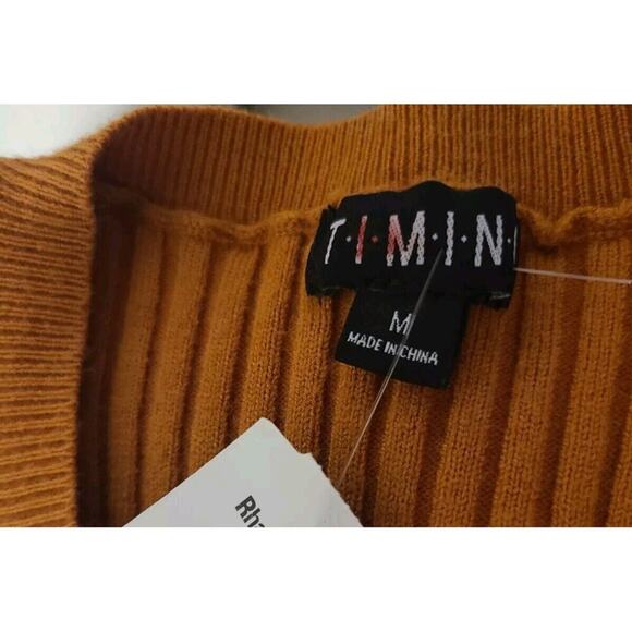 Women's Long-Sleeve Ribbed Bodycon Lattice Neck Dress Brown-Medium-NWT - Picture 5 of 6